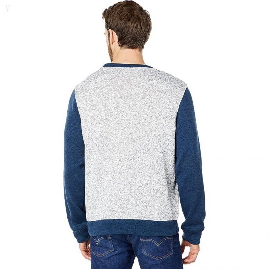 L.L.Bean Lightweight Sweater Fleece Top Long Sleeve Color-Block Regular Light Gray Heather/Mariner Blue Heather ID-CWHlK1oF