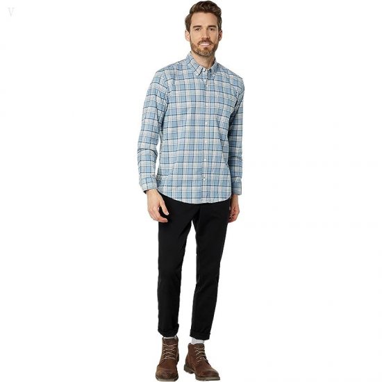 L.L.Bean Comfort Stretch Oxford Long Sleeve Traditional Fit Plaid Bayside Blue ID-nnL7WnpJ