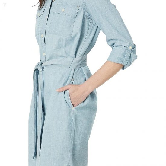 L.L.Bean Signature Camp Shirtdress Button Front Chambray ID-zvMMvtTZ