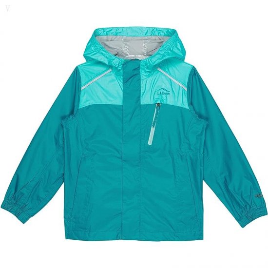 L.L.Bean Trail Model Rain Jacket Color-Block (Little Kids) Classic Teal Blue ID-bgyE4pAO