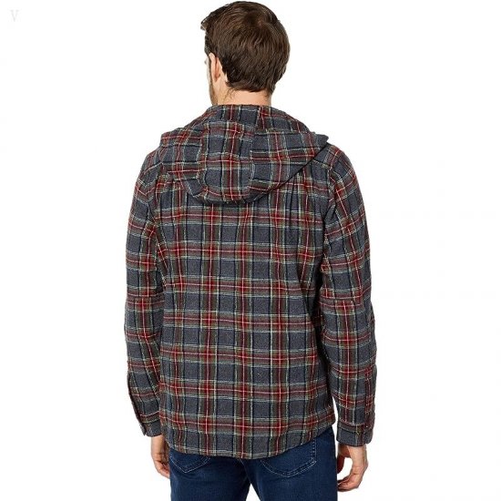 L.L.Bean Scotch Plaid Hooded Shirt Slightly Fitted Regular Grey Stewart ID-GRRl6GE8