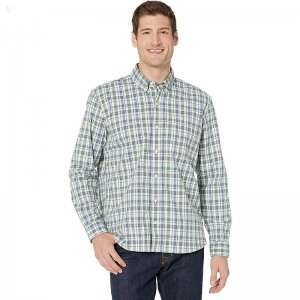 L.L.Bean Comfort Stretch Chambray Shirt Long Sleeve Traditional Fit Plaid Light Everglade ID-qNbmPAuw