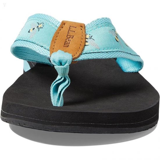 L.L.Bean Classic Maine Isle Flip-Flop 3 Motif Sea Aqua/Honeybees ID-NZslxZDw