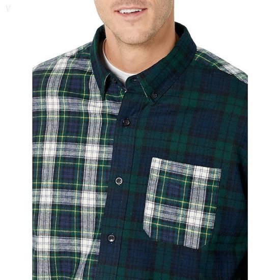 L.L.Bean Scotch Plaid Flannel Traditional Fit Shirt - Tall Black Watch Patchwork ID-MtnFAnUh