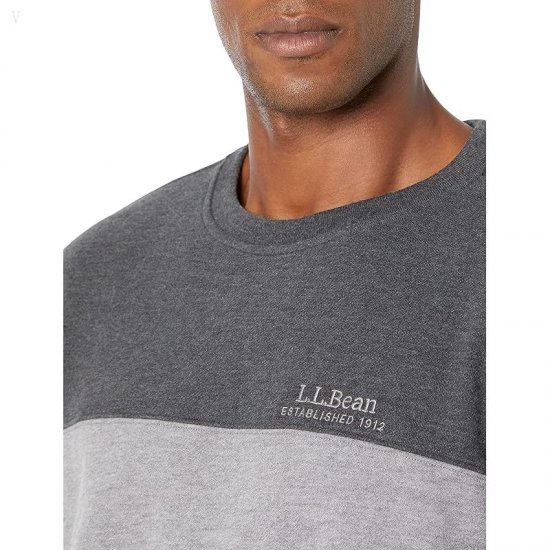 L.L.Bean 1912 Sweatshirt Crew Neck Color-Block - Tall Deep Olive/Charcoal Heather ID-1CzfTLKW