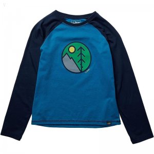 L.L.Bean Organic Baseball Tee (Big Kids) Astral Blue Circle ID-yaVf8und
