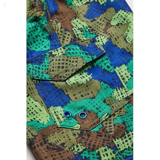 L.L.Bean Beansport Swim Shorts Print (Big Kids) Bright Kelly Green Cross Hatch Camo ID-LNGirnJy
