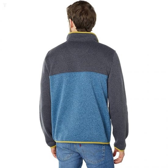 L.L.Bean Sweater Fleece Pullover Color-Block Regular Charcoal Gray Heather/Iron Blue ID-1pNdXCIc
