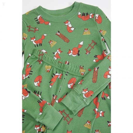 L.L.Bean Organic Cotton Fitted Pajamas (Little Kids) Greenfield Foxes ID-CbBy2Cqw