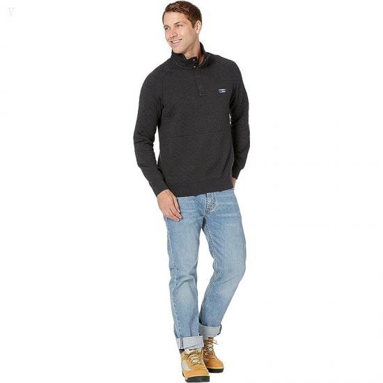L.L.Bean Quilted Sweatshirt Dark Charcoal Heather ID-pArtKUlt