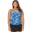 L.L.Bean Slimming Swimwear Tankini Top Print Darkest Navy Leaves ID-vlOoihDj