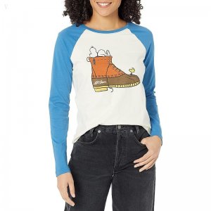 L.L.Bean L.L.Bean x Peanuts Raglan Long Sleeve T-Shirt Bean Boot Cream/Marine Blue ID-Q48SgjmH