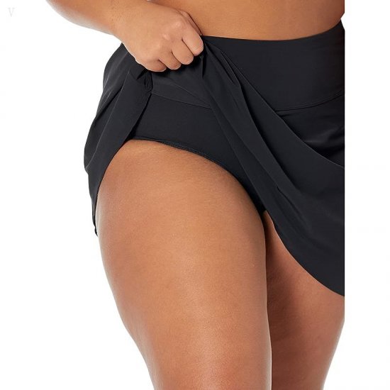L.L.Bean Slimming Swimwear Swim Skirt Black ID-zVyg3E0v