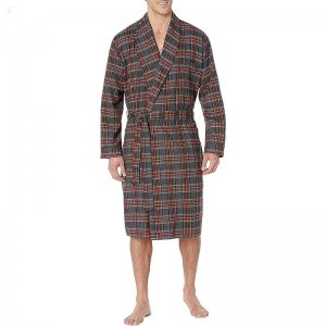 L.L.Bean Scotch Plaid Flannel Robe - Tall Grey Stewart ID-79pIOpLk
