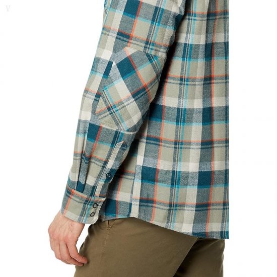 L.L.Bean Katahdin Performance Flannel Shirt Plaid Eucalyplus/Deep Admiral Blue ID-6Zcqu0CF