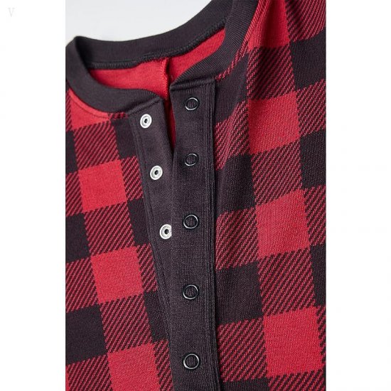 L.L.Bean Organic Cotton Fitted One-Piece (Little Kids) Deep Red Buffalo Check ID-SlWwUMps