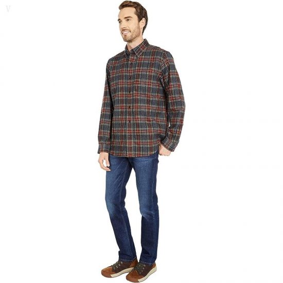 L.L.Bean Scotch Plaid Flannel Traditional Fit Shirt Grey Stewart ID-qnQeChfU