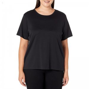 L.L.Bean Plus Size Pima Crew Neck Short Sleeve Black ID-V6Sfwrgl