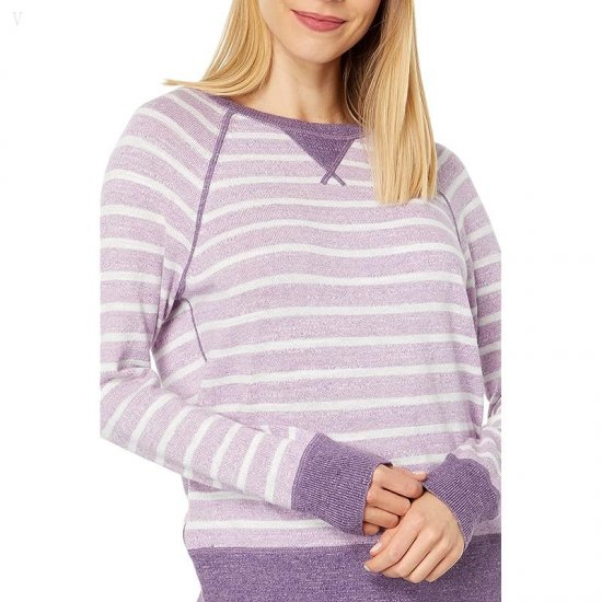 L.L.Bean Organic Cotton Slub Crew Neck Sweatshirt Sweater Stripe Lilac Mist Stripe ID-9gVnU0TH