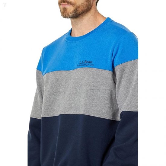 L.L.Bean 1912 Sweatshirt Crew Neck Color-Block Regular Classic Navy/Deep Sapphire ID-NoEoPxUE