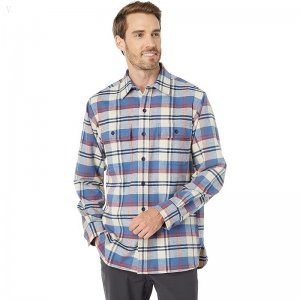 L.L.Bean Chamois Shirt Plaid Regular Bayside Blue ID-YnInqs1r