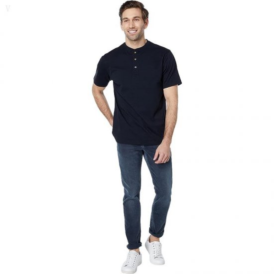 L.L.Bean Carefree Unshrinkable Henley T-Shirt Short Sleeve Black ID-pqzuKVzo