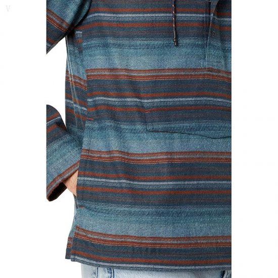 L.L.Bean Katahdin Performance Flannel Anorak Nautical Navy Stripe ID-v1aSpLz9