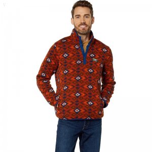 L.L.Bean Sweater Fleece Pullover Printed Light Mahogany Geo ID-NZon4b7y