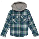 L.L.Bean Fleece Lined Flannel Shirt Hooded Plaid (Little Kids) Dress Gordon ID-SoafpOxp