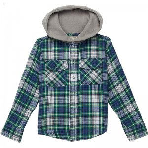 L.L.Bean Fleece Lined Flannel Shirt Hooded Plaid (Little Kids) Dress Gordon ID-SoafpOxp