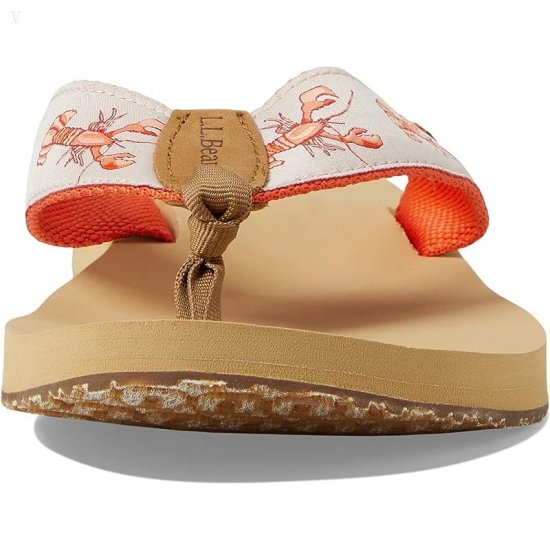 L.L.Bean Maine Isle Flip-Flop Sara Fitz Woven Paperwhite Lobster ID-dnvK9Wdu