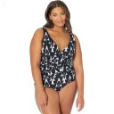 L.L.Bean Slimming Swimwear Tanksuit Print Black Ikat ID-5tppLbFQ