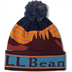 L.L.Bean Katahdin Pom Graphic Hats Carbon Navy/Burgundy ID-7rYNzb4z