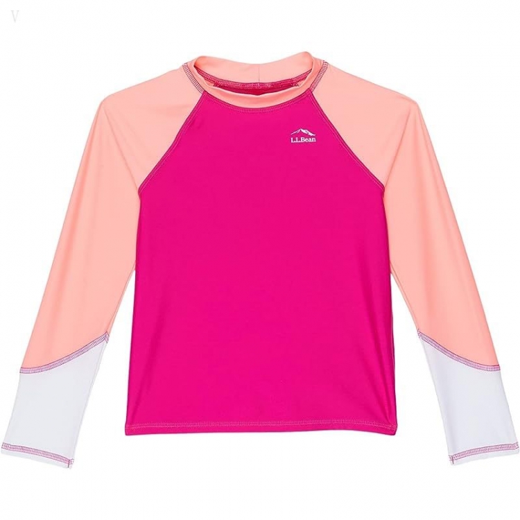L.L.Bean Sun-and-Surf Swim Shirt (Big Kids) Wild Rose Color-Block ID-Wl1gVDWY - Click Image to Close