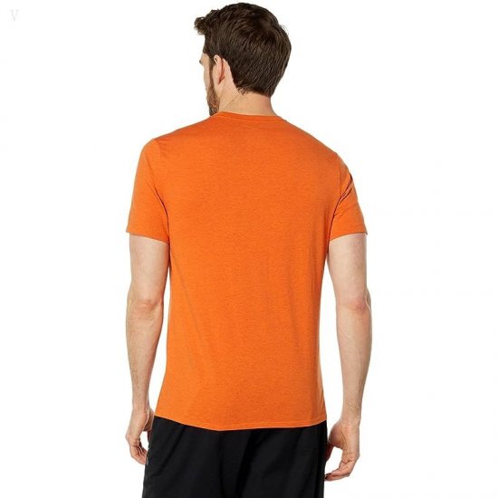 L.L.Bean Comfort Stretch Pima Short Sleeve Tee Shirt Peak Orange Heather ID-IFgnjOo4