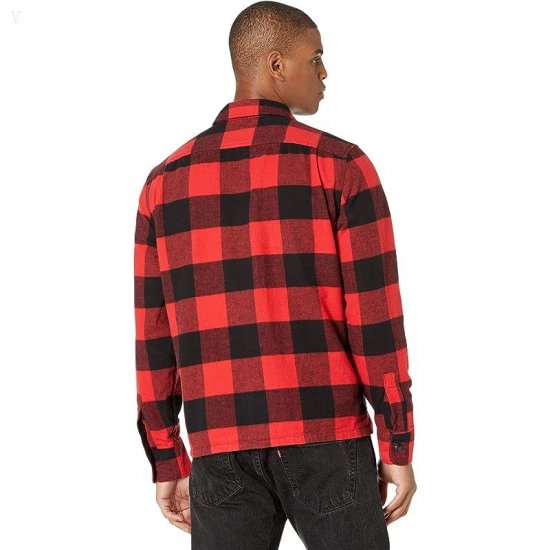 L.L.Bean Signature 1933 Chamois Cloth Trapper Shirt Regular Red Buffalo ID-f2ntjvei