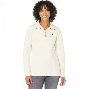 L.L.Bean Quilted Sweatshirt Mock Neck Tunic Cream ID-WM4ytiiX