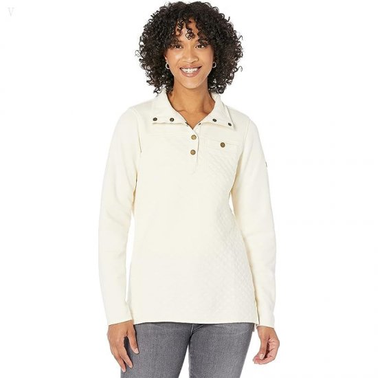 L.L.Bean Quilted Sweatshirt Mock Neck Tunic Cream ID-WM4ytiiX