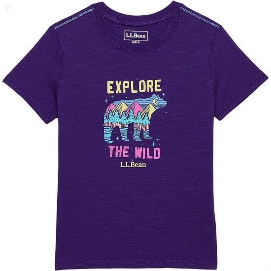 L.L.Bean Graphic Tee Glow in the Dark (Little Kids) Rich Purple Explore Wild ID-0bg1dmmZ
