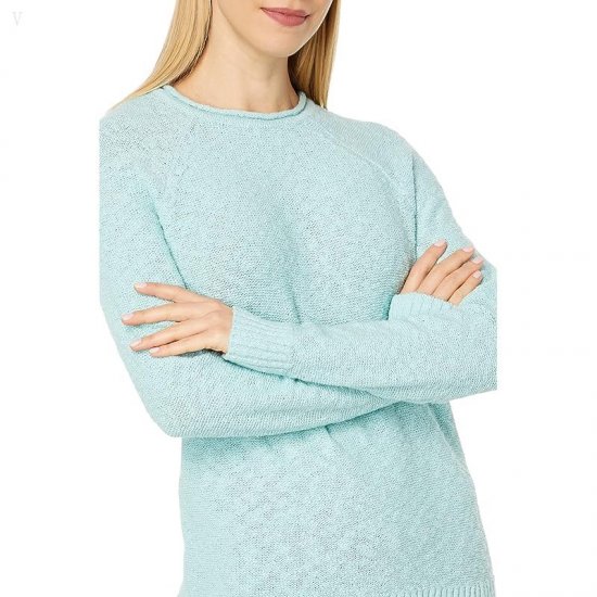 L.L.Bean Midweight Cotton Slub Rollneck Pullover Pale Turquoise ID-AIqKfNP7