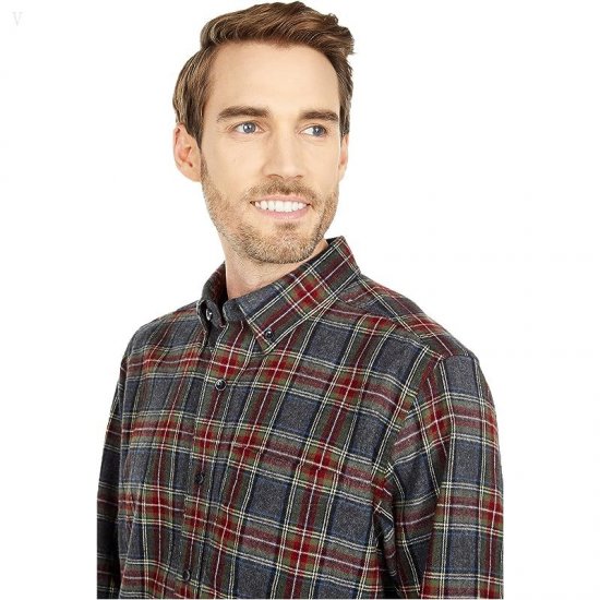 L.L.Bean Scotch Plaid Flannel Traditional Fit Shirt Grey Stewart ID-qnQeChfU