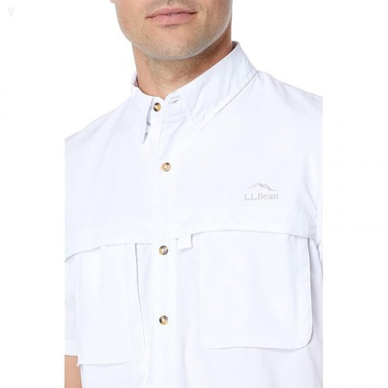 L.L.Bean Tropicwear Shirt Short Sleeve White ID-0aiiOM0e