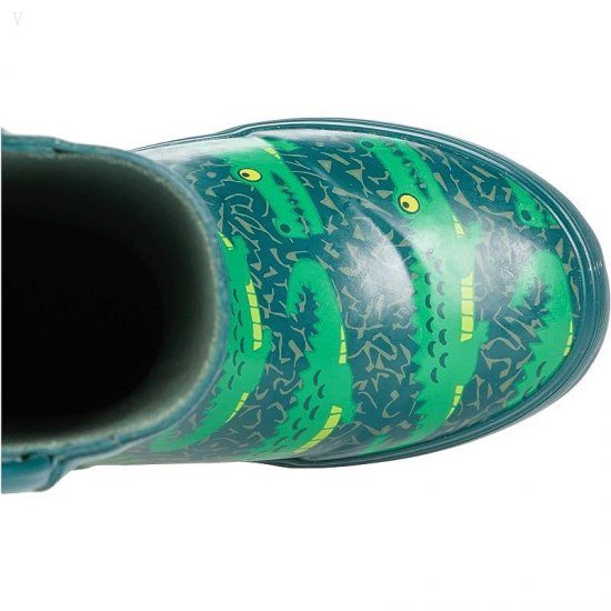 L.L.Bean Puddle Stompers Rain Boots Print (Toddler/Little Kid) Darkest Green Gator ID-QOlmX88y