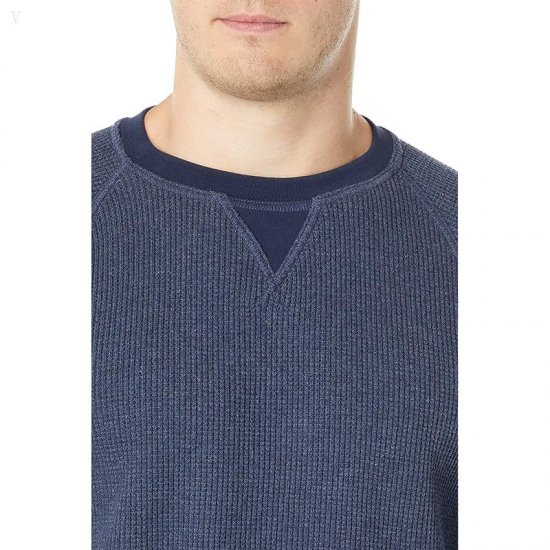 L.L.Bean Signature Waffle Crew Regular Indigo Heather ID-2CuZiTdQ