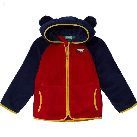 L.L.Bean Hi-Pile Fleece Color-Block Jacket (Toddler) Bright Navy/Dark Red ID-ZfthEx20