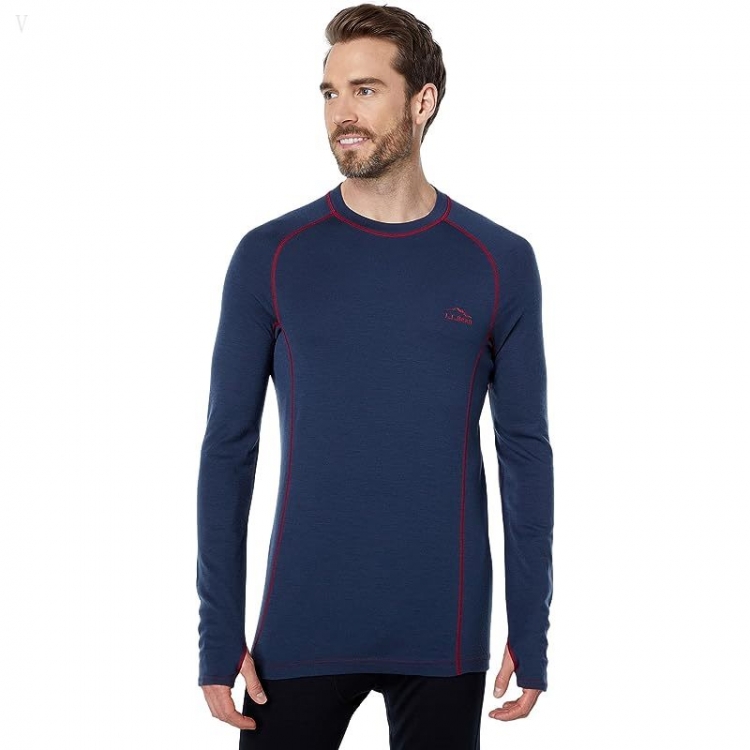 L.L.Bean Cresta Wool Midweight 250 Crew Top - Tall Carbon Navy ID-Y4sKZ68w - Click Image to Close