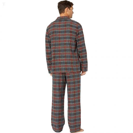 L.L.Bean Scotch Plaid Flannel Pajamas Regular Grey Stewart ID-dvi6F7yu