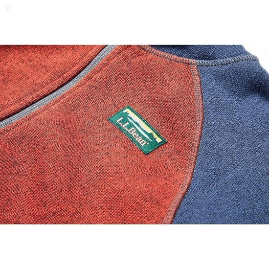 L.L.Bean Bean\'s Sweater Fleece Hooded Color-Block (Big Kids) Bright Navy/Cayenne ID-WK2Btigt