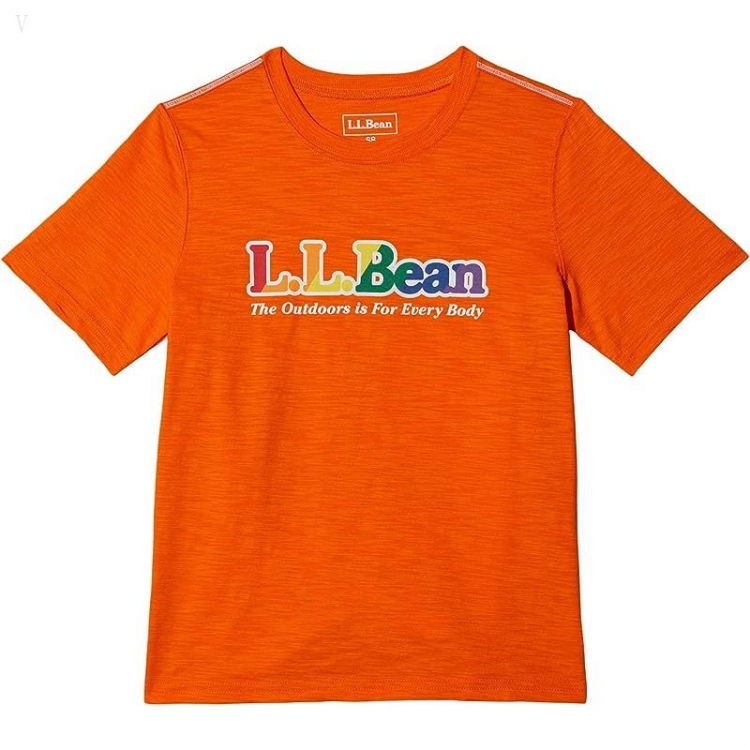 L.L.Bean Graphic Tee Glow in the Dark (Big Kids) Vibrant Orange L.L.Bean Rainbow Logo ID-UBZjNegf - Click Image to Close