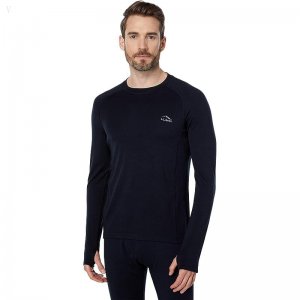 L.L.Bean Cresta Wool Midweight 250 Crew Top Dark Black ID-xI5VaBd9